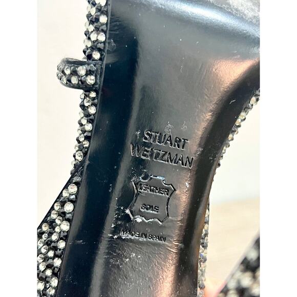 Stuart Weitzman Sam Pave Embellished Ankle Strap Strappy High Heel Black Women 6 - Picture 5 of 6